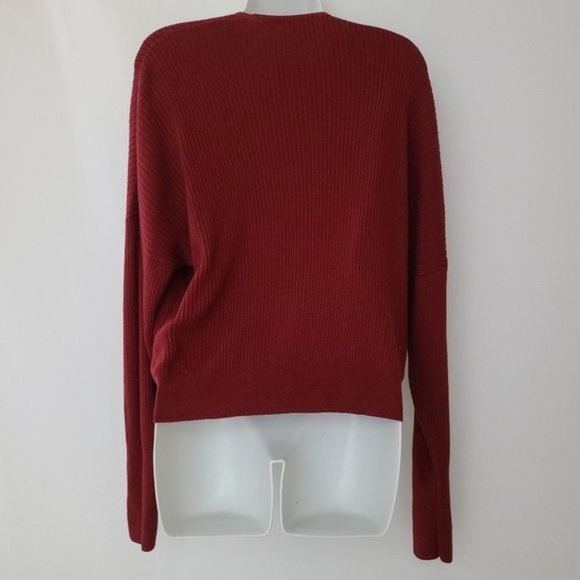 Leith?Burgundy?Wrap Style Ribbed Sweater L - Picture 2 of 8